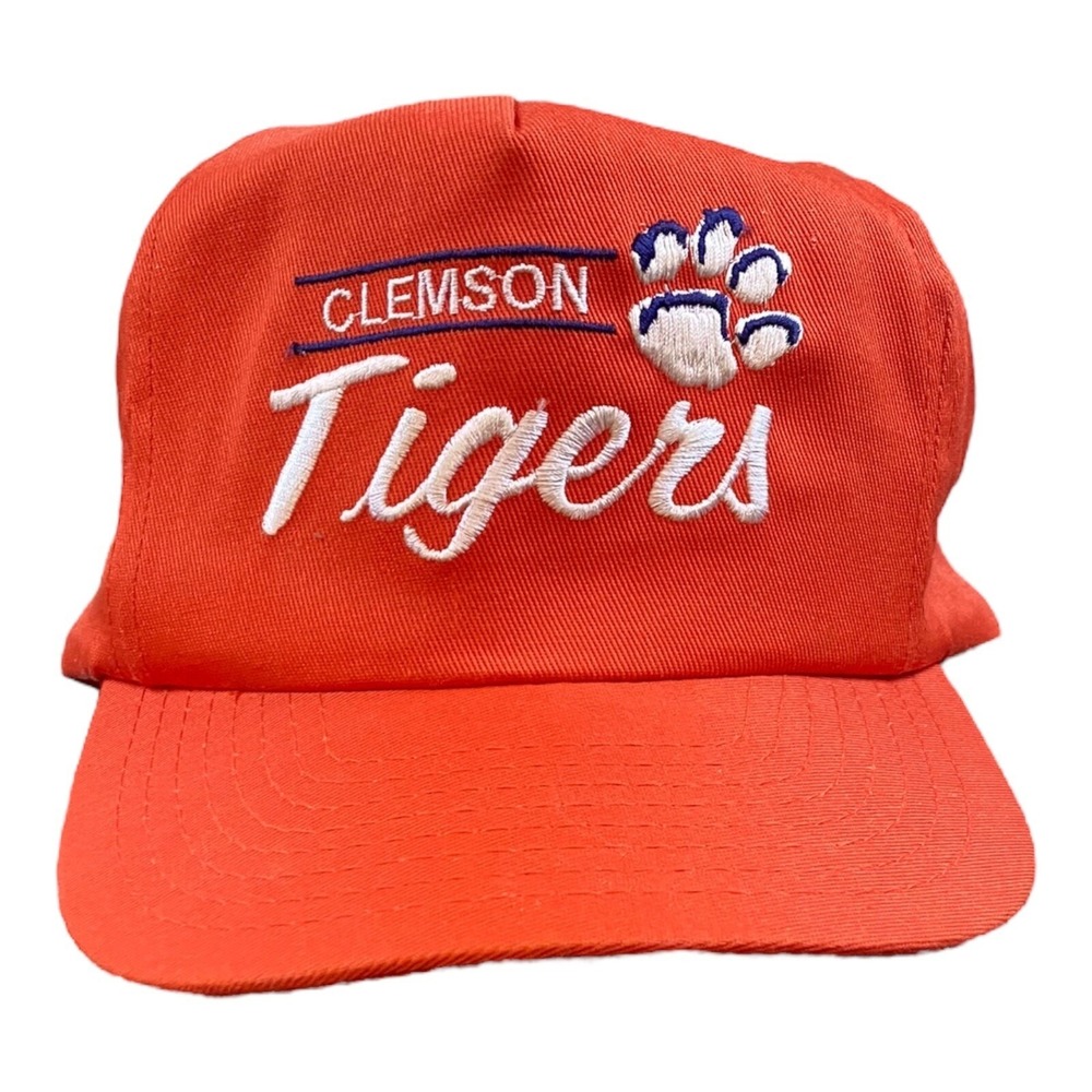 Vintage Clemson Tigers Snapback Hat Cap Football 90s‎ Orange Paw OSFA